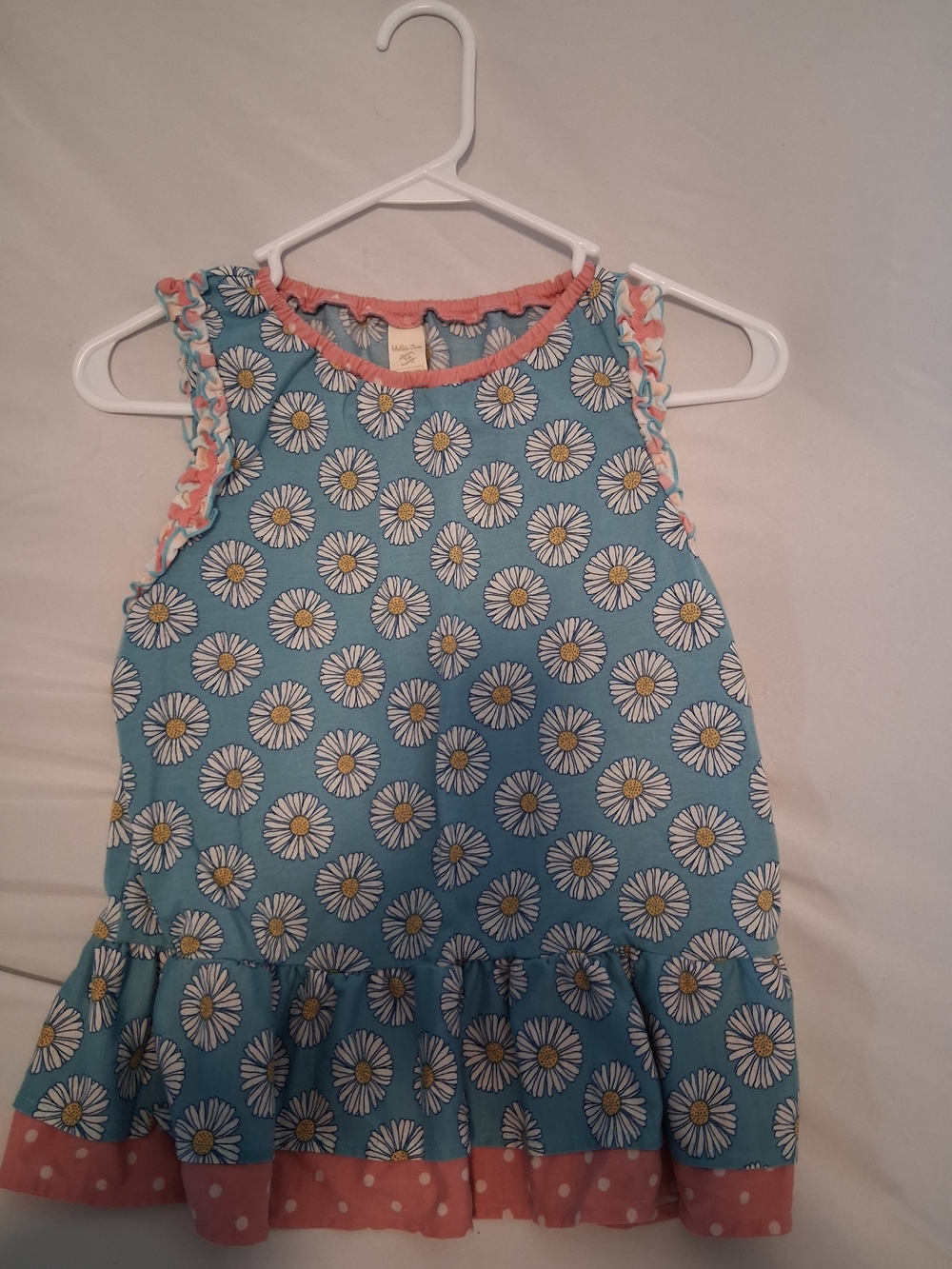 Girls Blue Daisy Print Ruffle Hem Casual Shirt